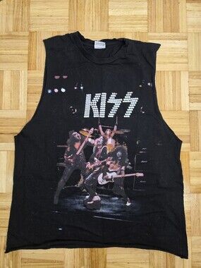Kiss Black Tank Top with Stage Photo Graphic